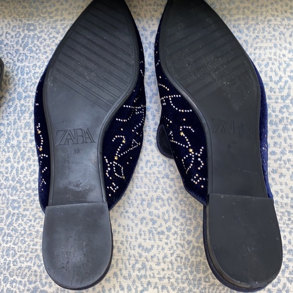 Zara navy velvet constellation slides- new- never worn - Picture 2 of 2